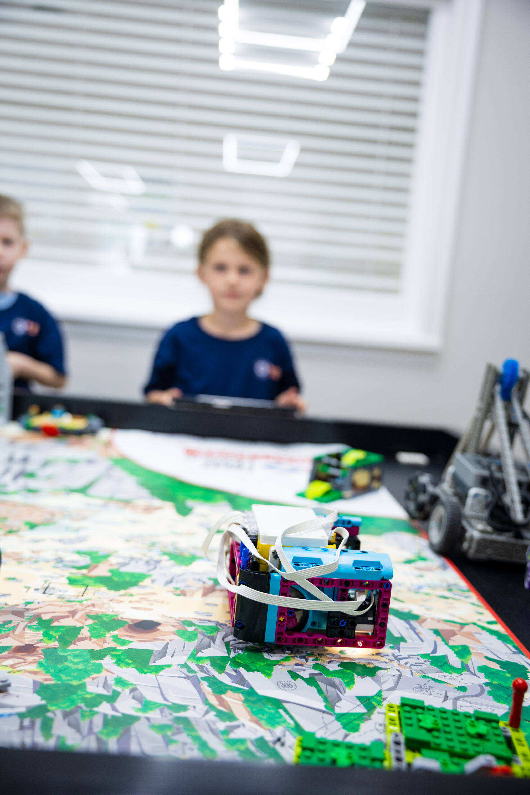 Robot built on mission mat at STEMForce Academy
